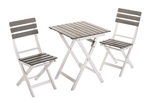 Hanie Design SG45 Sunset Garden Series 3-Piece Dover Bistro Patio Set |, Grey & White