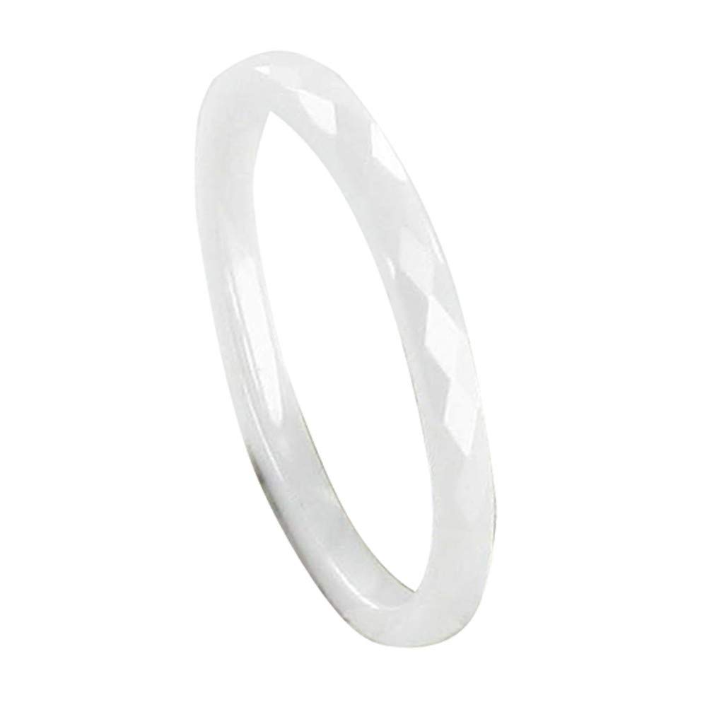 LES POULETTES BIJOUX - White Ceramic Ring Faceted - 2mm - taille Q 1/2