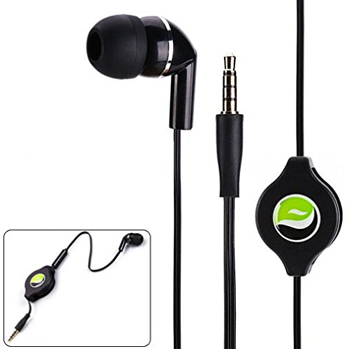 Galaxy Tab S3 9.7 Compatible Premium Retractable Headset MONO Hands-free Earphone Mic Single Earbud Headphone Earpiece Wired 3.5mm Black for Samsung Galaxy Tab S3 9.7