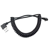 Coiled Micro USB Cable - Aggice 1.5 Meter 90 Degree Micro USB to USB Spring Cable Support for Samsung,HTC, Millet, HUAWEI, Sony etc (2.1A Left angle Micro usb)
