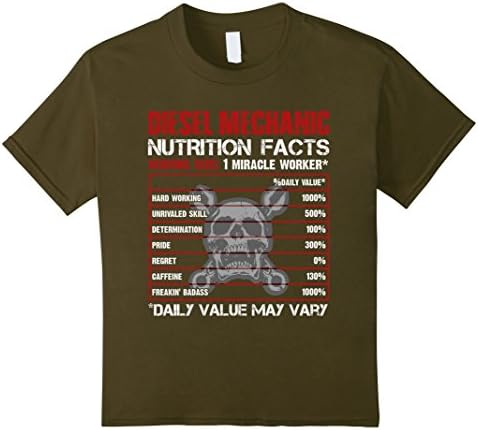 Kids Diesel Mechanic Shirt - Funny Diesel Mechanic Tee Shirt 12 Olive