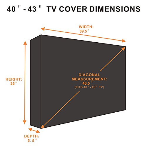 Outdoor TV Cover 40'' - 43'', New Design of Bottom Seal, Weatherproof Universal Protector for LCD, LED, Plasma Television Sets - Fit Standard Mounts & Stands. Built In Remote Controller Storage Pocket - Thumbnail 3