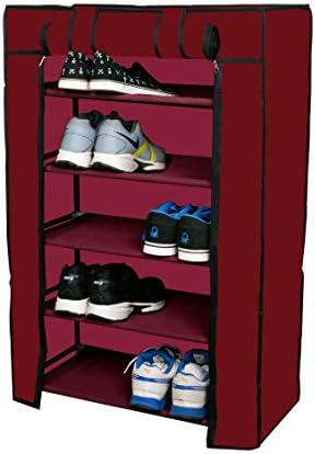 Magna Homewares Spazio Black Multipurpose 5 Layers Smart Shoe Rack Closet Shoe Storage Cabinet Organizer
