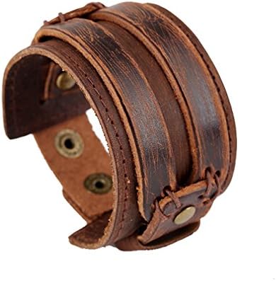 sissycos PU Leather Bracelet for Men Bangle Wristband with Rivet Accents Retro Style(Cuff Bracelet)