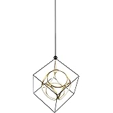 Kuzco Lighting Monza 26" Chandelier | Black and Antique Brass | White Acrylic Diffuser | Modern Contemporary LED Chandelier |