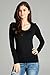 Emmalise Women's Plain Basic Scoop Neck Long Sleeve Tshirt Tee - Black, S