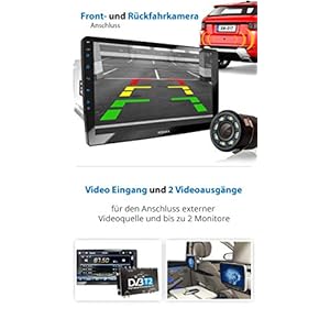 XOMAX XM-2VN1003 Autoradio con Touch Screen XXL regolabile (10" / 25 cm) I Mirrorlink I Navigazione GPS I Bluetooth I Collegamenti per microfono esterno e retrocamera I RDS I USB I 2 DIN - immagine 7