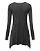 Lock and Love LL WT953 Womens Round Neck Long Sleeve Rib Trapeze Tunic Top S Heather_Charcoal