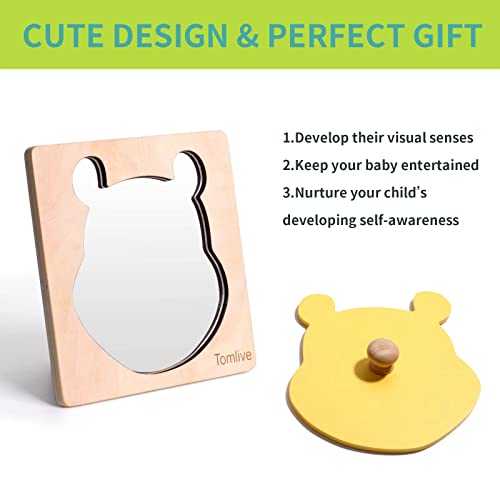 Tomlive Tummy Time Mirror, Montessori Toys for Babies 0612 Months, Newborn Infant Baby Mirror