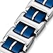 INBLUE Men's Stainless Steel Rubber Bracelet Link Wrist Silver Tone Blue Rectangular