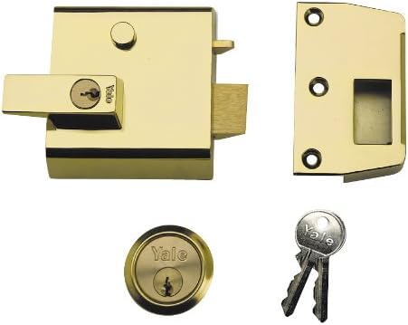 Yale P-1-BLX-PB-60 Double Locking Nightlatch, High Security can be locked from inside with key 2, Brasslux, 60 mm