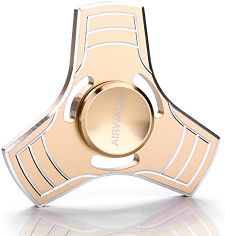 Fidget Spinner, AIRWALKS Tri-Spinner EDC Fidget Toy, Ultra Smooth &amp; Durable, Best Stress Reducer for Kids &amp; Adults, Spin 1-3min, NO Clean with Water (Gold)