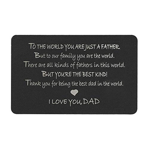 Family Love Father Personalized Text Engraved Metal Mini Wallet Insert Message Note Card