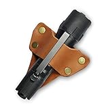 Tactical Leather Flashlight Holster, Flashlight Holder for Tactical Flashlight, Flashlight Belt Case, Flashlight Belt Holster, Maglite Mag-Tac CR123, Streamlight PolyTac 88850, Fenix PD35 (Tan)