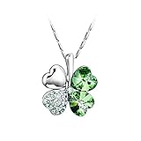 FANSING Swarovski Element Crystal Four Leaf Clover Pendant Necklace Chain 18