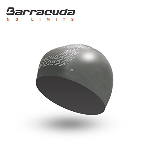 Barracuda 3D SILICONE SWIM CAP (Big B Logo) - Waterproof Wrinkle Free Comfortable Lightweight for Adults Teens