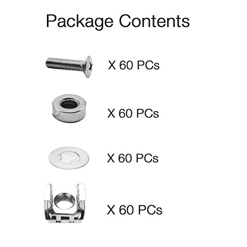 Fencher 60-Pack M6 x 16mm Screws and Cage Nuts for server shelf Cabinets Rack Mount screw