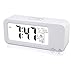Digital Alarm Clock Rechargeable, Samshow Digital Clock with Temperature/Date/12/24h Display, Snooze/Sensor Nightlight, 2 Alarms a Week/3 Alarms a day (White)