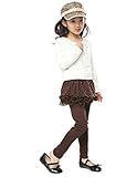 Arshiner Little Girls Winter Warm Leggings Pants with Tutu Lace Skirt, Coffee,  Japan size 130, US size 10