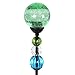 Exhart Solar Green Cracked Crystal Ball Yard Stake w/ 6 LED Lights & Glass Ball Bead Details - Glass Globe Metal Stake, Glass Ball Ground Stake, Glass Orb Outdoor Lights, 3.5