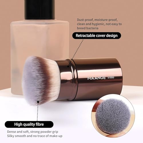 MAANGE 20 PCS Foundation Makeup Brush Set, Double-ended Kabuki Contour Brush for Liquid Powder Concealer Blending Blush Face Makeup Tools (20pcs-Coffee)