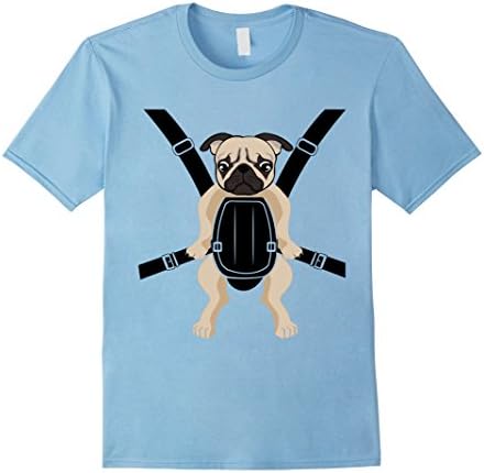 Men's Funny Cute Baby PUG Carrier Strap On T-Shirt Large Baby Blue