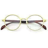PenSee Oval Round Circle Eye Glasses Large Oversized Metal Frame Clear Lens