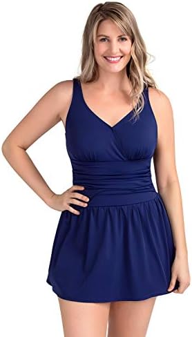 Women Plus Size Swimwear One Piece Swimdress Tummy Control Swimsuit Printed Skirt Bathing Suits