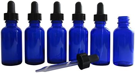Eclectic Supply B36-35 Cobalt Glass Bottles with Glass Eye Dropper, 1 oz Capacity, Blue (Pack of 35)