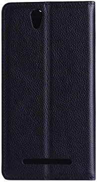 HYAIT SONY C3 Premium Luxury Handmade Executive Flip Litchi Patterns Leather Case Cover For XPERIA C3 - BLACK