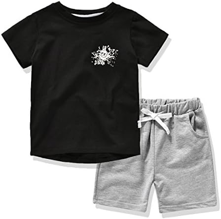 Kids Boys 2 Piece Short Sleeve Tshirt and Shorts Set Outfits for 1 to 5 Age Baby