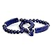 Dyed Lapis Gem Semi Precious Gemstone Love Heart Charm Stretch Bracelet