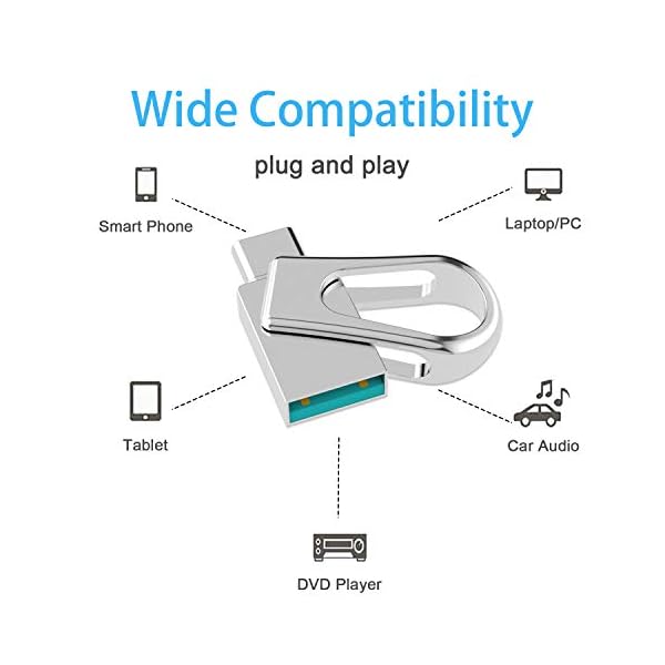 RAOYI USB C Stick 128GB Mini, USB 3.0 & Type C 2-IN-1 OTG Flash Laufwerk,Dual USB C Speicherstick Metall Wasserdicht für… – Bild 4