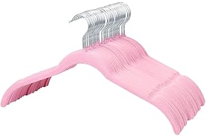 Stormix 50 Pack Velvet Hangers, 16.5 x 8.9 Inches Clothes Hangers, Non Slip Dresses Hangers with Shoulder Notches for Women Rose