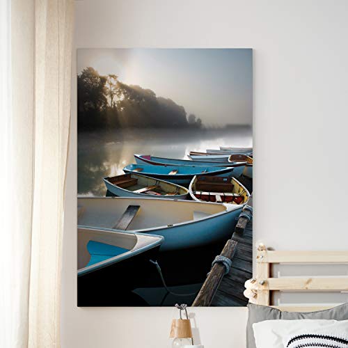 Skiffs In The Morning Fog Vertical Landscape Pictures Giclee Print Canvas Wall…