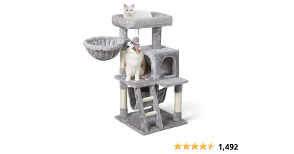 Rabbitgoo Cat Tree Cat Tower 39 In Multi Level Kitten Stand House Condo With Scratching Posts Hammock Large Plush Perch Tall Indoor Kitty Climbing Furniture Play Center For Large Cats Light Gray Buy