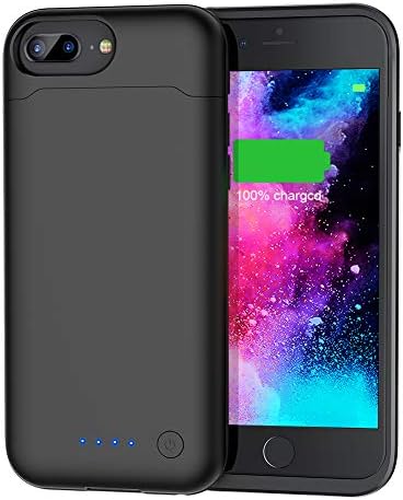 Battery Case for iPhone 6 Plus/6s Plus/7 Plus/8 Plus, 8500mAh Rechargeable Charger Case for iPhone 6 Plus/6s Plus/7 Plus/ 8 Plus, Portable Battery Backup Power Bank Charging Case- Black(5.5 inch)