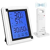 Brifit Indoor Outdoor Thermometer Humidity Monitor, Wireless Hygrometer with Touchscreen Backlight, Humidity Gauge Meter for Home, Office, Greenhouse