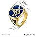 EZSONA Men's Stainless Steel Gold Plated Freemason Masonic Rings Size 12