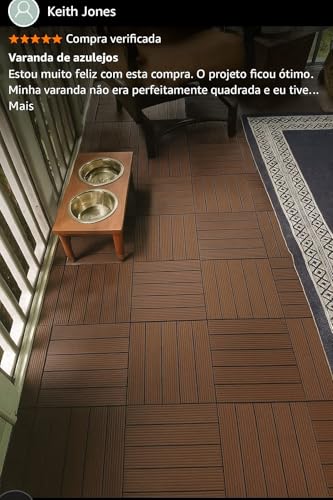 KIT 5 Deck Modular Plástico 30x30cm x 2cm Altura Piso Encaixe Rápido Antiderrapante Drenante para Piscina Jardim Varanda Banheiro (MARROM)