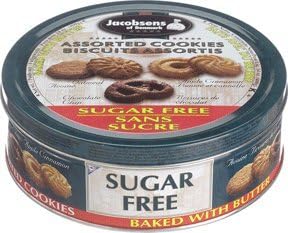 Jacobsens assorted cookies biscuits baked with butter, sugar free - 12 pack, 14 ea