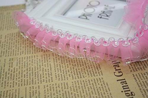 Lace - 40 Meters Pack Pleat Ruffle Lace Trim Fold Mesh Trimming Gauze Ribbon Diy Material - Hospital Baby Leggings Stretch Panties Sweater Wide Under Flowers Slip Pajama Halter Extender Pill - Thumbnail 6