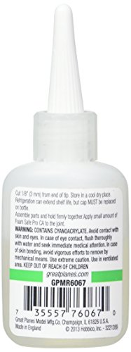 Great Planes Pro Foam Safe Ca Thin Glue 20G Cyanoacrylate Adhesive