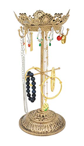 Owlgift Metal Crown Shaped Jewelry Tower Necklace Organizer Earrings Hanger Bracelet Display Tree Stand - Bronze - Thumbnail 4