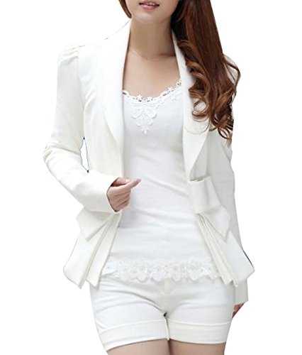 eshion ol career tops western suit blazer jacket new white slim big bowknot new womens