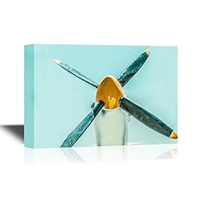 Canvas Wall Art - Propeller and Engine of Vintage Airplane - Gallery Wrap Modern Home Art | Ready to Hang - 12x18 inches