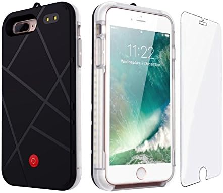 Iphone 6 PLUS Illuminated Case With Screen Protector / Power Bank Case / Light Up Luminous Selfie Case / Flashlight Selfie Case / Hybrid LED Light Up Luminous Case With Screen Protector (Black)
