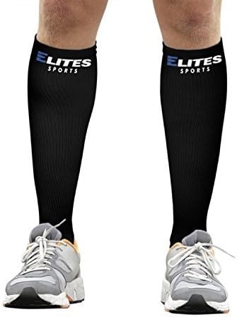 Calf Compression Sleeve (XL) Elites Sports- Shin Splints Compression Wear For Men & Women, Best Leg Socks For Running Cramps, Pregnancy, Lymphedema - Circulation & Faster Recovery Socks - 1 Pair