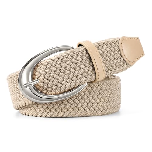 LEACOOLKEY Stretchy Braided Golf Belt for Women Elastic Woven Belts Unisex Elastic Fabric Belt for Jeans Pants at Amazon