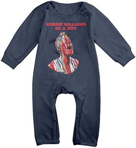 KIDDOS Baby Infant Romper English Singer Actor Long Sleeve Playsuit Outfits,Navy 6 M